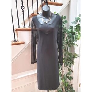 Ashley Stewart Women's Black Round Neck Long Sleeve Knee Length Dress Size 22/24